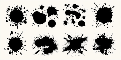Expressive Black Ink Splatter Vector Elements Great for Modern Artworks and Creative Design Visuals