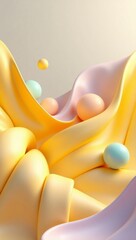 Pastel Spheres and Flowing Yellow Structures