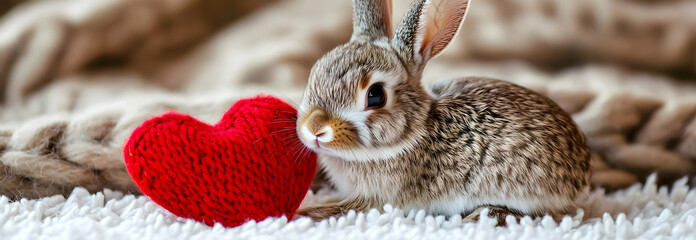 Naklejka premium Cute bunny with Valentine