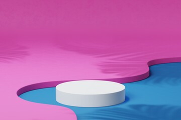 Pink beauty product background, 3D water podium