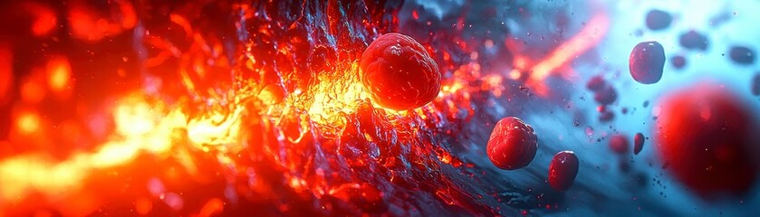 Obraz premium Abstract Cellular Visualization with Vibrant Colors and Dynamic Composition Rendered Detail