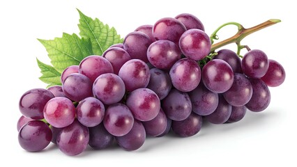 Fototapeta premium Fresh Purple Grape Bunch on White Background