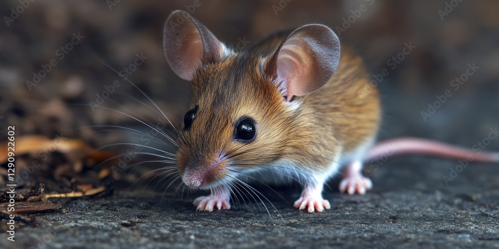 Poster a small mouse sits on the ground, looking up