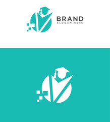 Digital Education Logo Design Graduation Checkmark Brand Identity