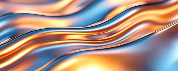 Abstract Wavy Chrome Texture with Copper and Blue Metallic Highlights Artistic Rendering 99 characters