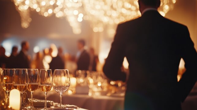 Lottery jackpot winner attending an exclusive charity gala. Featuring elegance and wealth