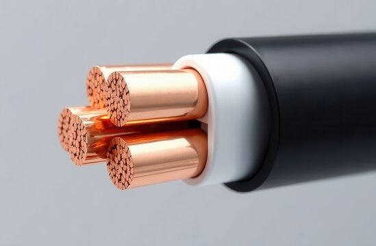 isolated five-core copper cable, polymer-braided in black and white