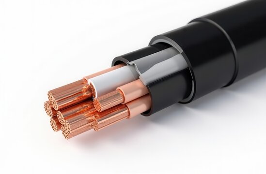 isolated multi-core copper cable, polymer-braided in black and white