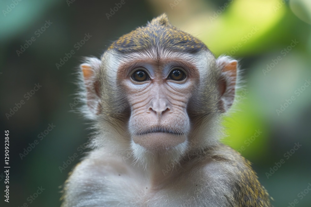 Poster close up of a monkey's face with a blurry background