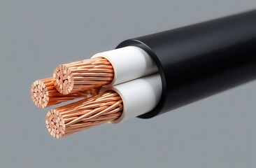isolated three-core copper cable, polymer-braided in black and white