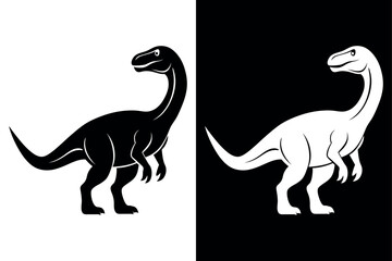 Dinosaur Silhouette Vector Icon High-Quality Design on Black And White Background.