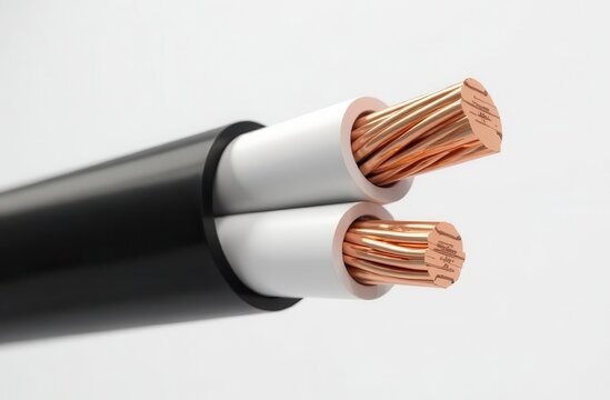 isolated two-core copper cable, polymer-braided in black and white