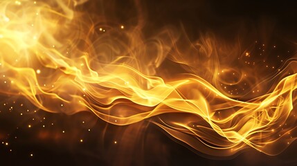 Obraz premium Abstract golden flames with sparkling lights on a black background.