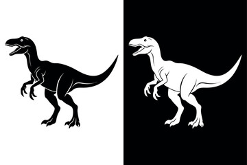 Dinosaur Silhouette Vector Icon High-Quality Design on Black And White Background.