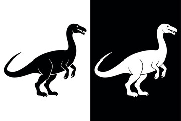 Dinosaur Silhouette Vector Icon High-Quality Design on Black And White Background.