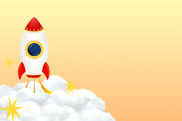 Space rocket border background, cute galaxy illustration