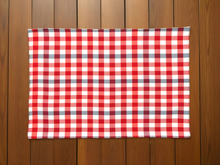 Obraz premium checked tablecloth at wooden background