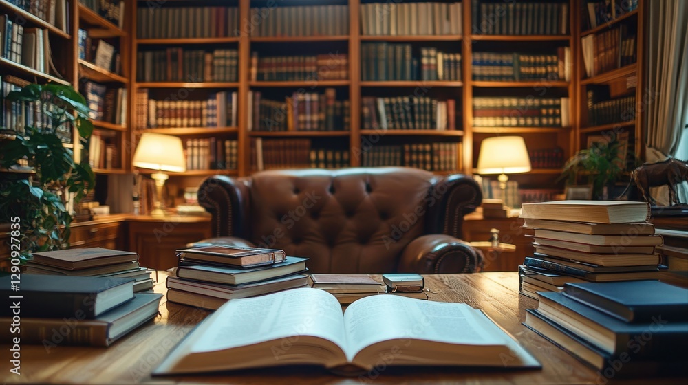 Poster simple yet elegant setup featuring a chair and a book on a table creating a cozy reading or study sp