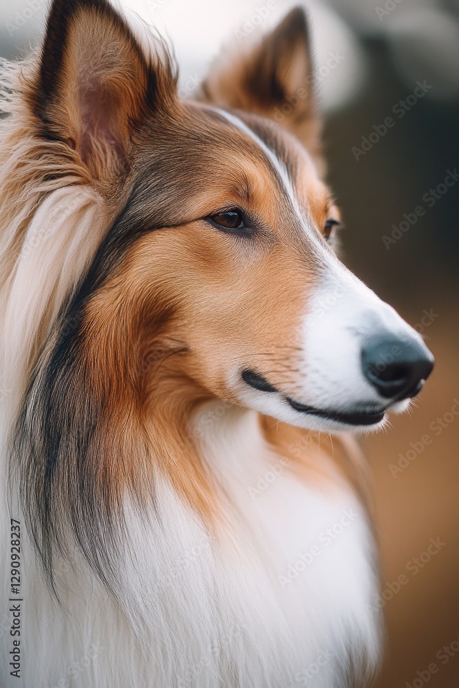 Poster a close-up shot of a dog's face with a blurred background