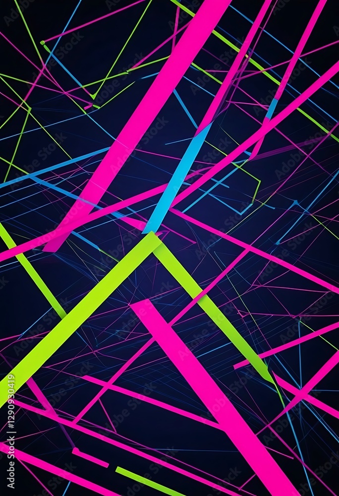 Aufkleber colorful neon lines intersect and create a geometric modern pattern