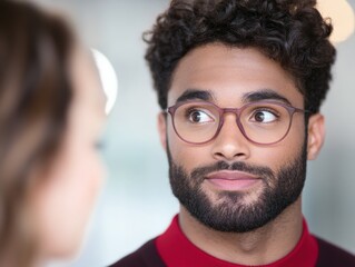 Obraz premium Man with glasses looking to the side