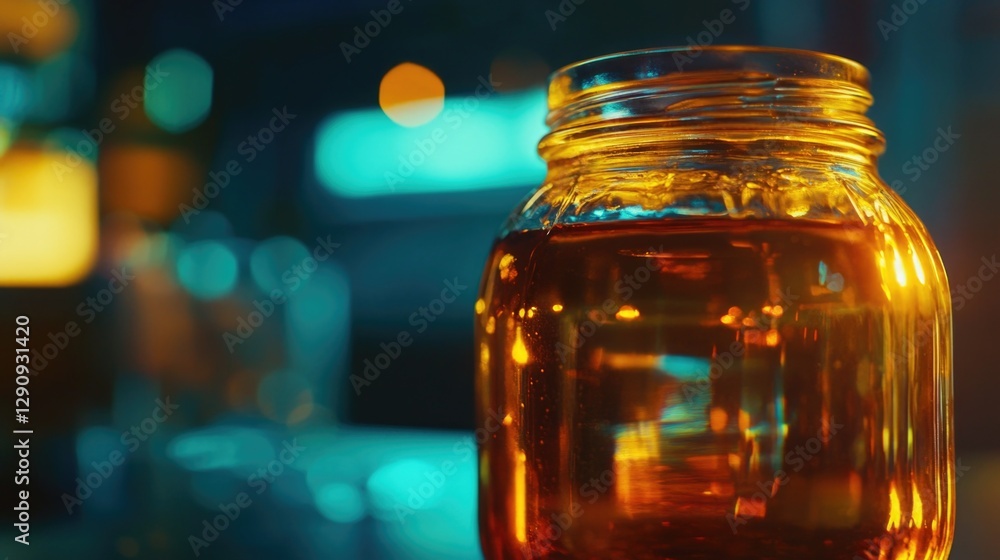 Poster a single jar of honey placed on a table