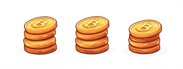 Vivid Flat Vector Illustration of Three Gold Stacks Perfect for Stylish Financial Graphics and Creative Visual Displays