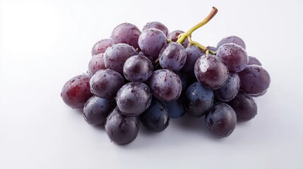 "Fresh Colorful Grapes: Red, Green, Yellow, and Purple Grapes Cluster Isolated on White Background

