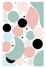 Fototapeta premium Abstract colorful shapes and dots arranged on a white background