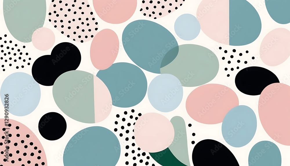 Poster the pattern contains various geometric shapes of different colors