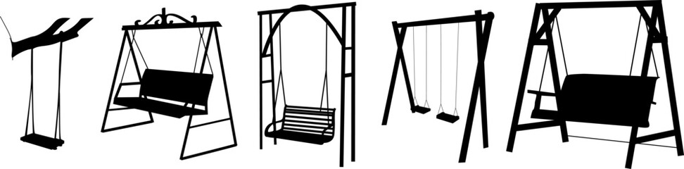 silhouette swing set on white background, vector