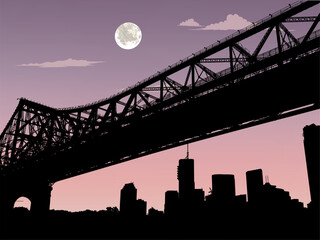 Silhouettes san francisco skyline at night