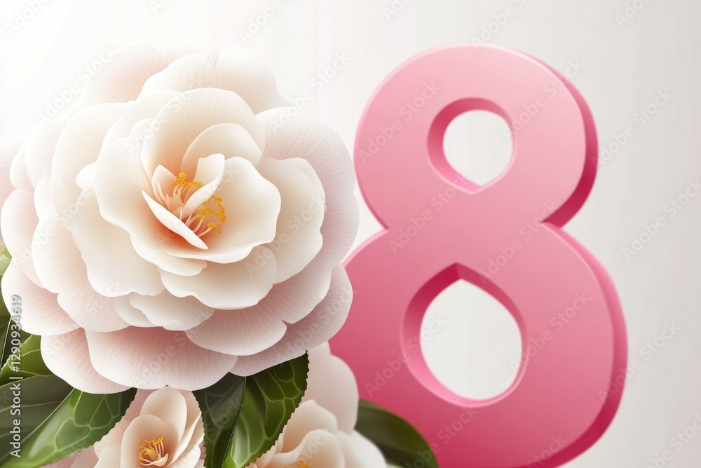 Poster Close-up shot of a flower with the number 8 visible in the background