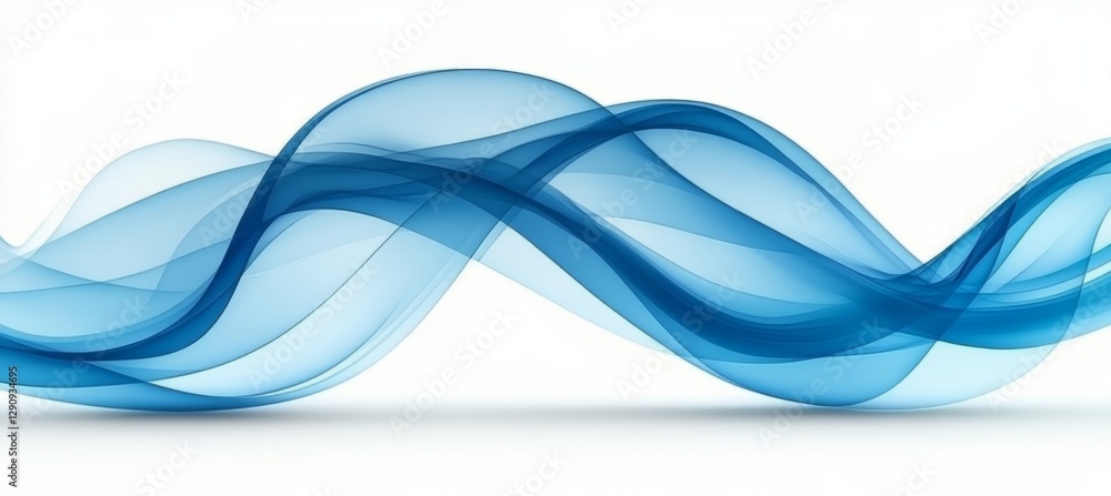 Poster abstract flowing blue wave design on white background. fluid dynamic shape with smooth lines.