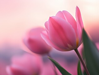 Fototapeta premium Pink Tulips in Soft Light