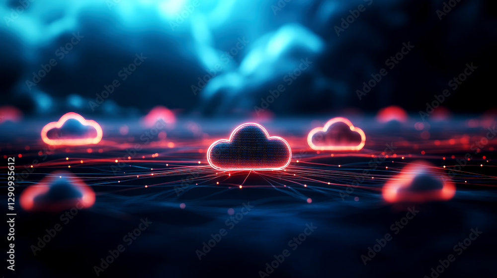 Aufkleber dynamic cloud network visualization digital space abstract art futuristic environment low angle pers