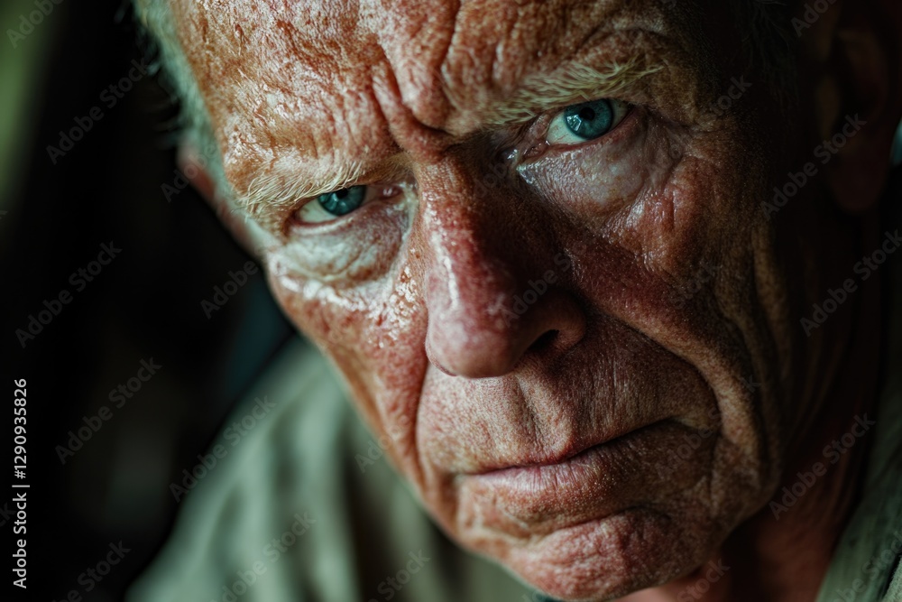 Poster a person with a solemn expression, great for editorial or business uses