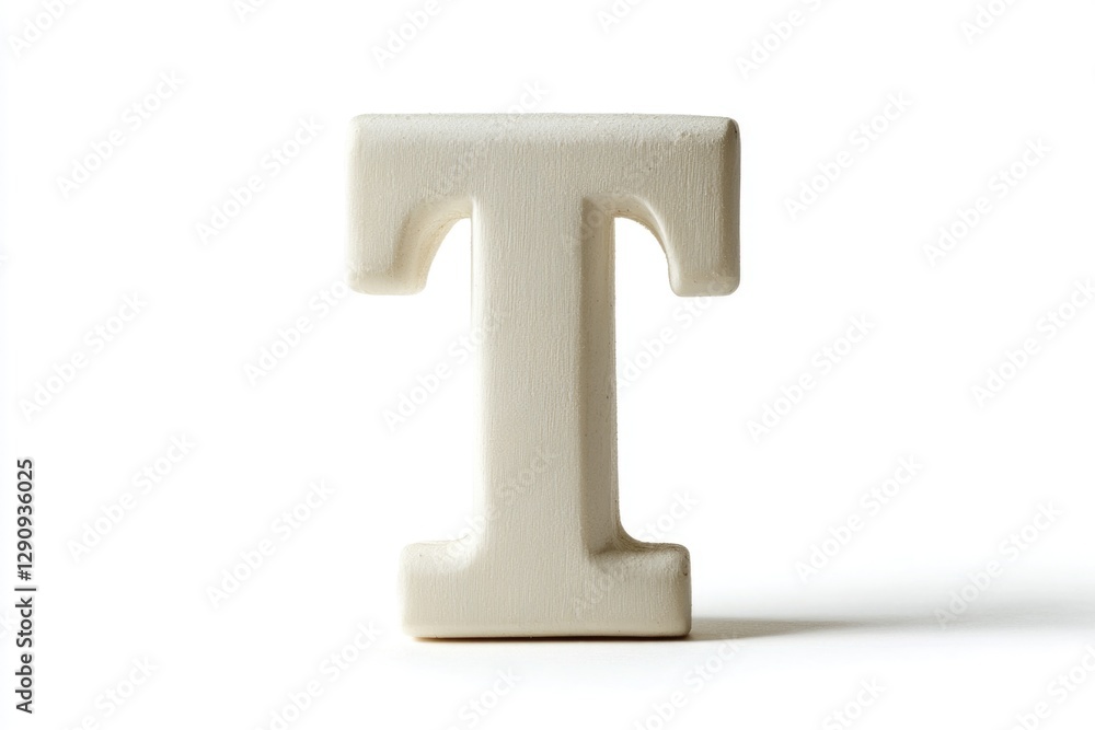 Poster a close-up view of the uppercase letter t on a white background, suitable for use in graphic designs