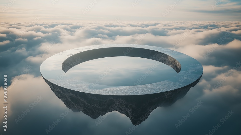 Poster A surreal portal to another dimension floating in the sky.
