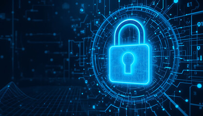 digital data security visualization with lock and kepad symolisation