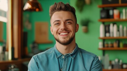Fototapeta premium happy young man smiling in a shop