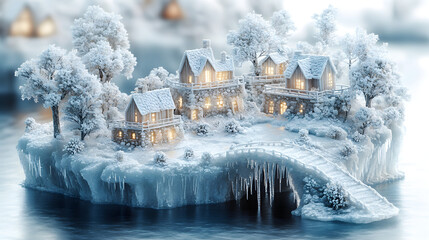 a small house is on a small island