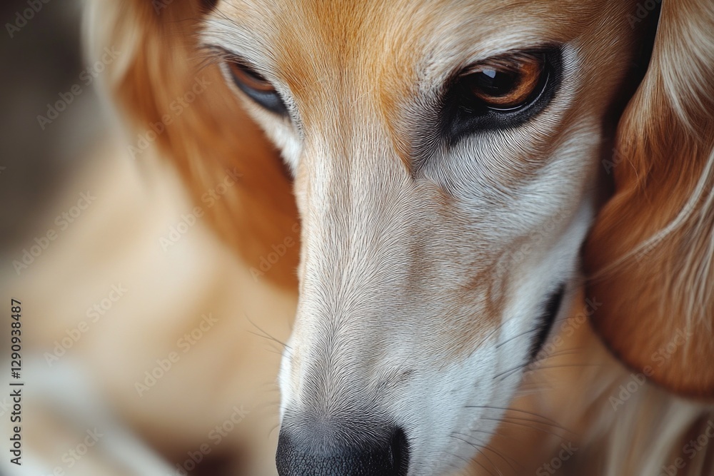 Poster a close-up shot of a dog's face with a blurry background