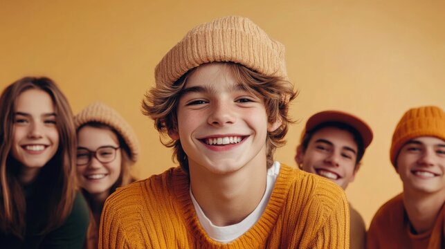 happy diverse group of friends smiling together