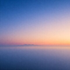 Serene Sunset Over Misty Mountains - Tranquil Landscape Photograph for Calm and Relaxation Ambience