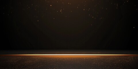 Obraz premium Dark background with golden light and sparkles, ideal for product display or presentation.