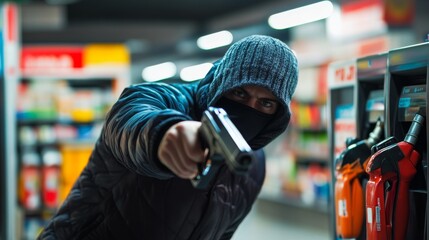 Thief alert at a gas station with employees noticing suspicious behavior. Featuring fast detection and station protection