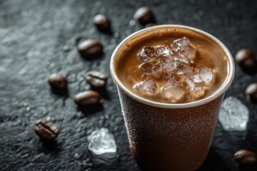 Frozen Coffee Cup with Ice Details