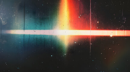 Light leaks rainbow overlay. Damaged grain screen gradient background. Glitch noise on black scratched texture with dust. Grunge abstract dusty scanned old film texture picture.