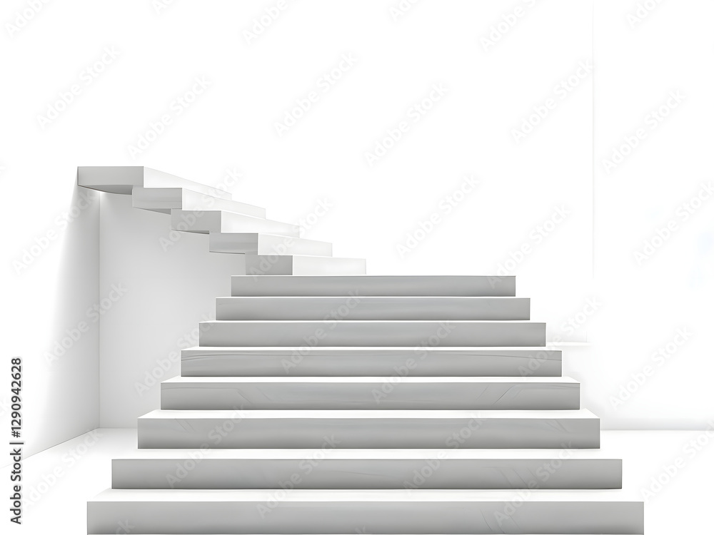 Poster concrete stairs on an isolated white background. minimalistic design with a contemporary look. conce